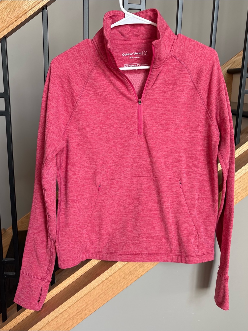 Outdoor Voices Heathered Rose Half-Zip Pullover